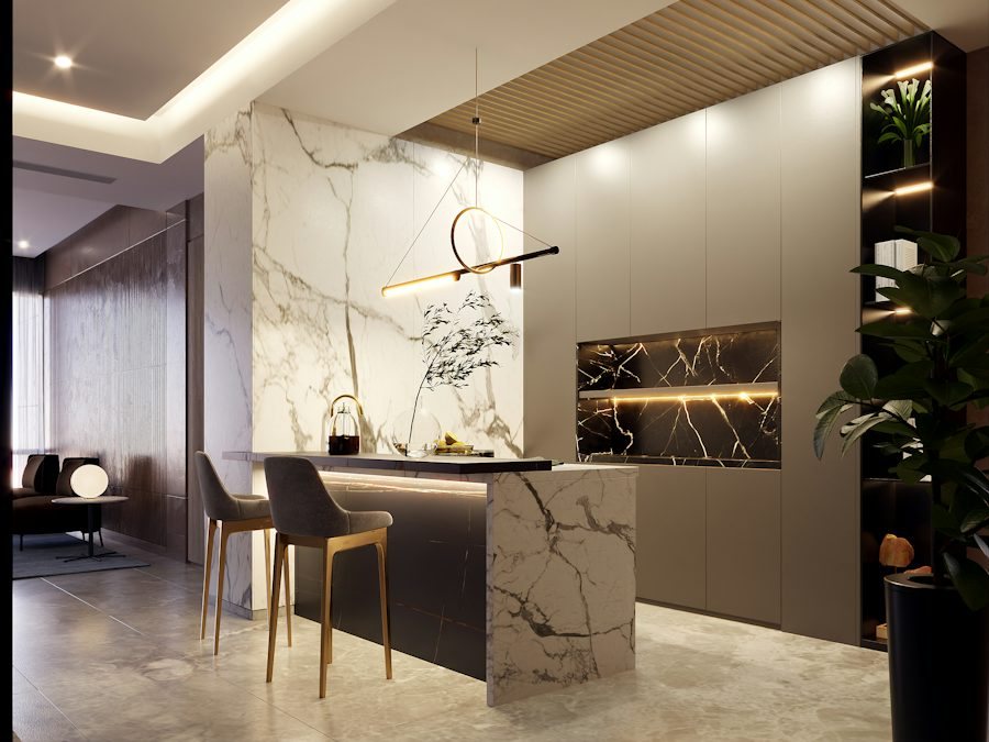 Modern Luxury Home concept: Marble details