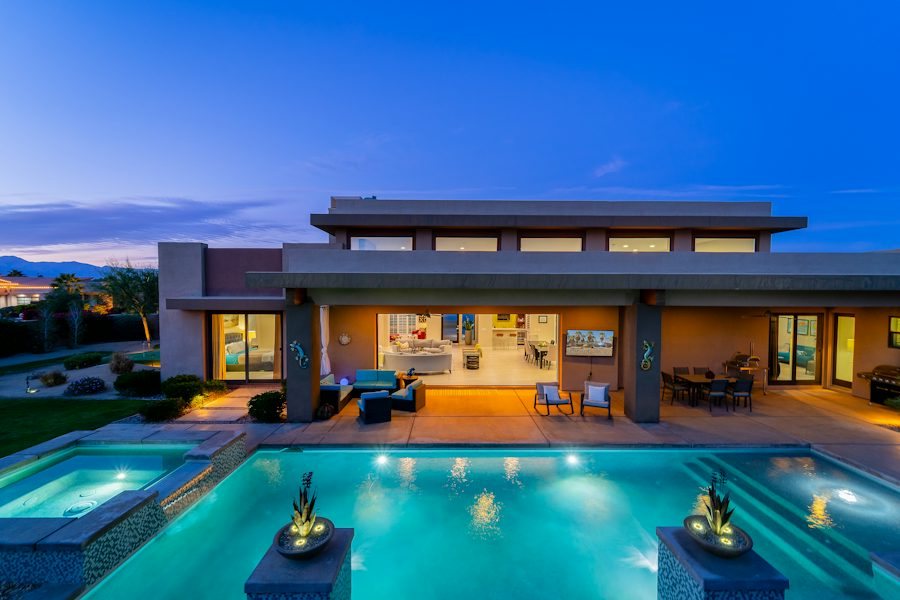 Waterfront Estate concept: Pool at dusk